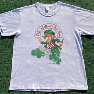 VTG 1989 Budweiser This McBud's For You Leprechaun Shamrock T-Shirt Medium